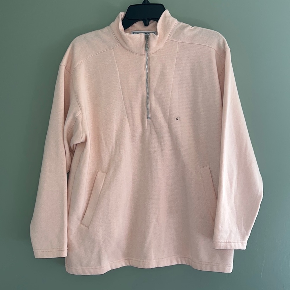 Jennifer Moore Activewear petites womens size small pale pink pullover 1/4 zip